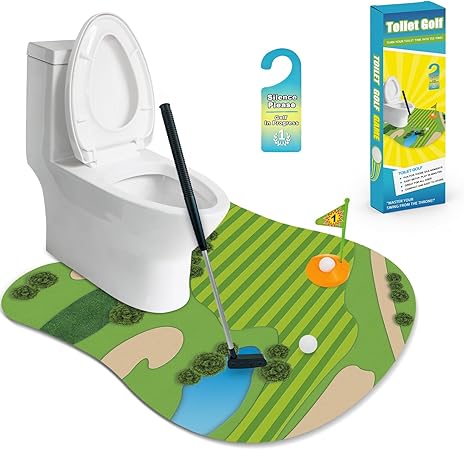 Funny Mini Golf Gag Gifts for Men Golfer, Toilet Golf Bathroom Game for Adults, Unique Birthday Gift for Dad from Daughter Son, Fun White Elephant Gift Idea for Brother, Husband, Boys, Boyfriend,Him